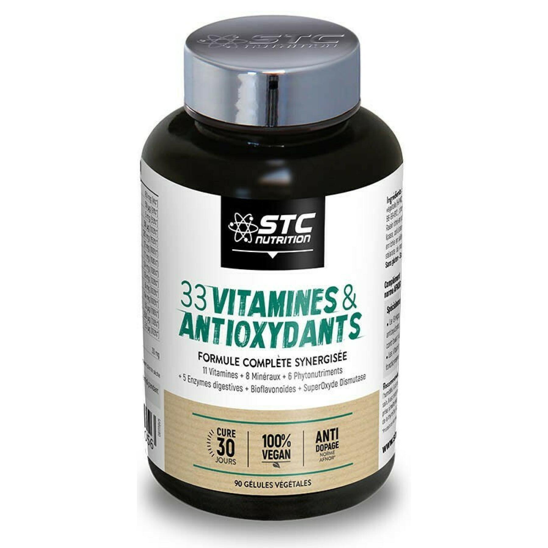 Fórmula sinérgica completa 33 vitaminas e antioxidantes STC Nutrition - 90 gélules végétales