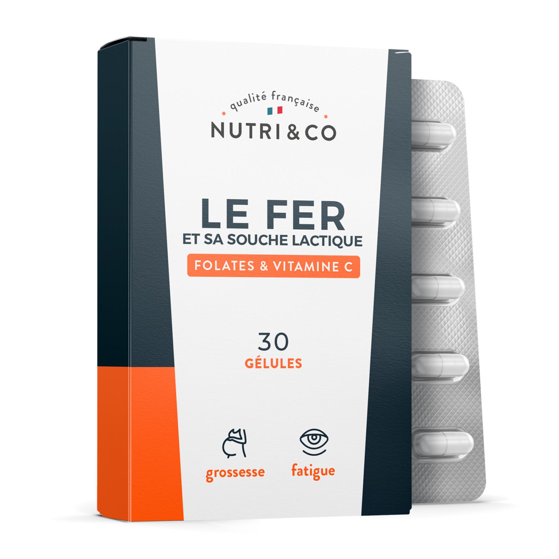 Suplemento alimentar contra a fadiga Nutri&Co Le Fer Et Sa Souche Lactique - 30 gélules