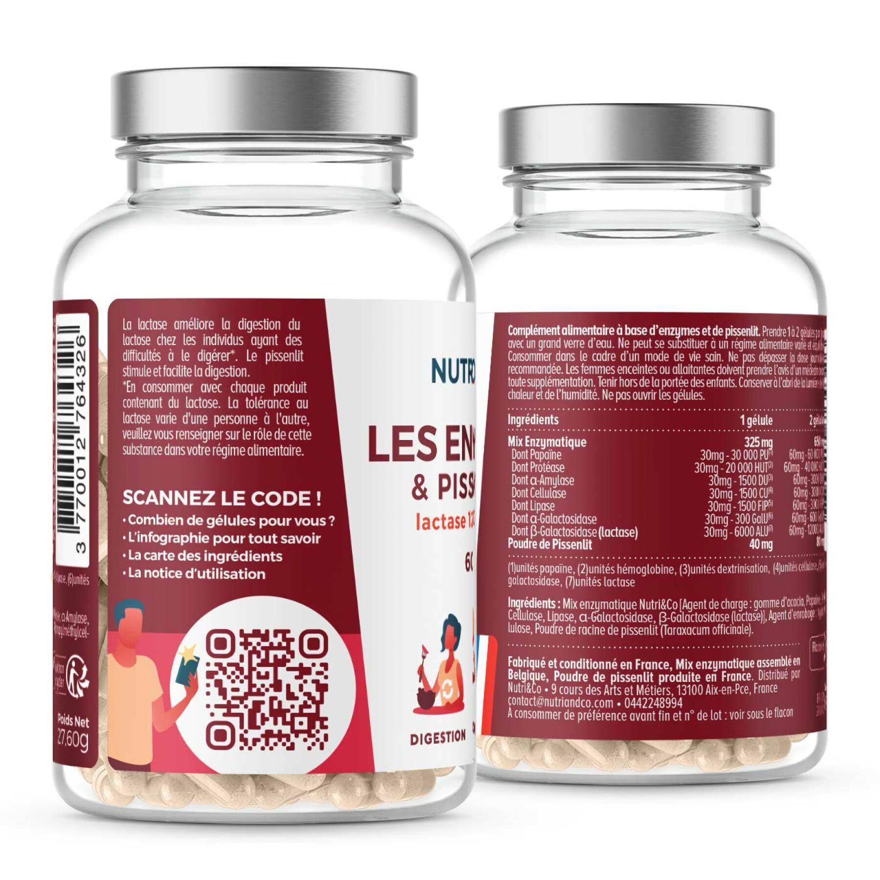 Suplemento alimentar para a digestão Nutri&Co Les Enzymes & Pissenlit - 60 gélules