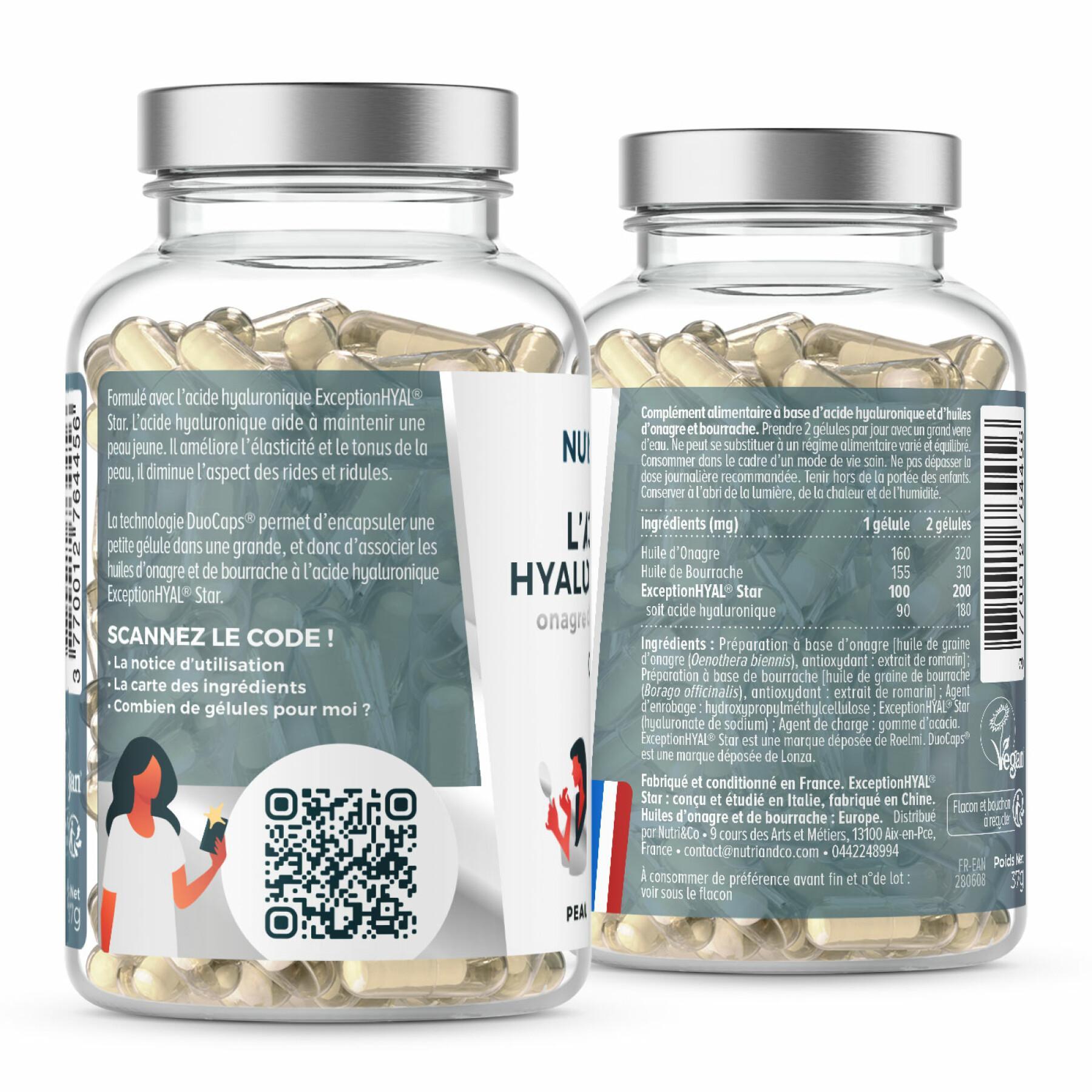 60 cápsulas de ácido hialurónico onagra + pele borragem e anti-envelhecimento Nutri&Co