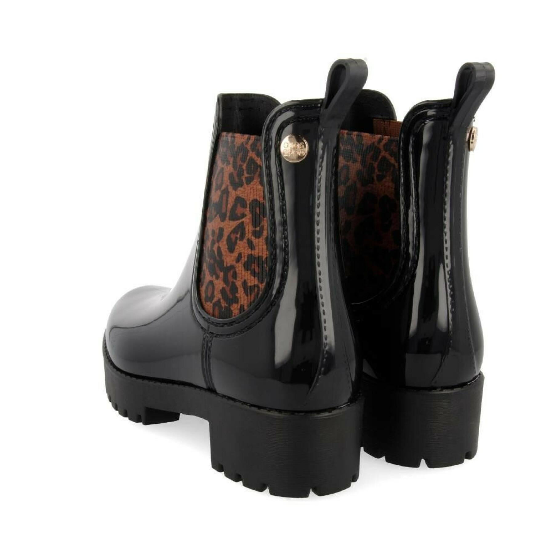 Botas de mulher Gioseppo brillantes noires à motif léopard