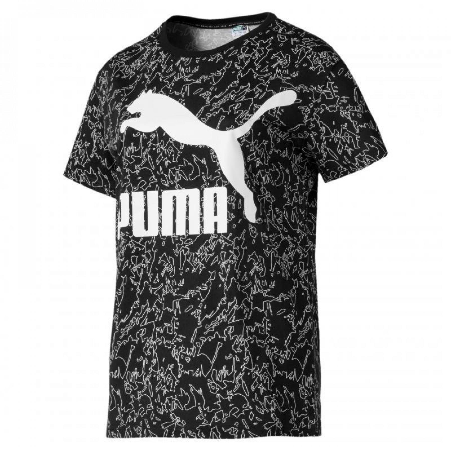 Camiseta feminina Puma logo aop