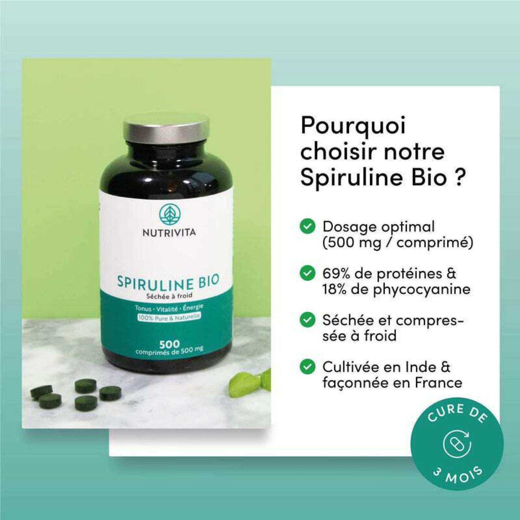 Suplemento alimentar orgânico da Spirulina - 500 comprimidos Nutrivita