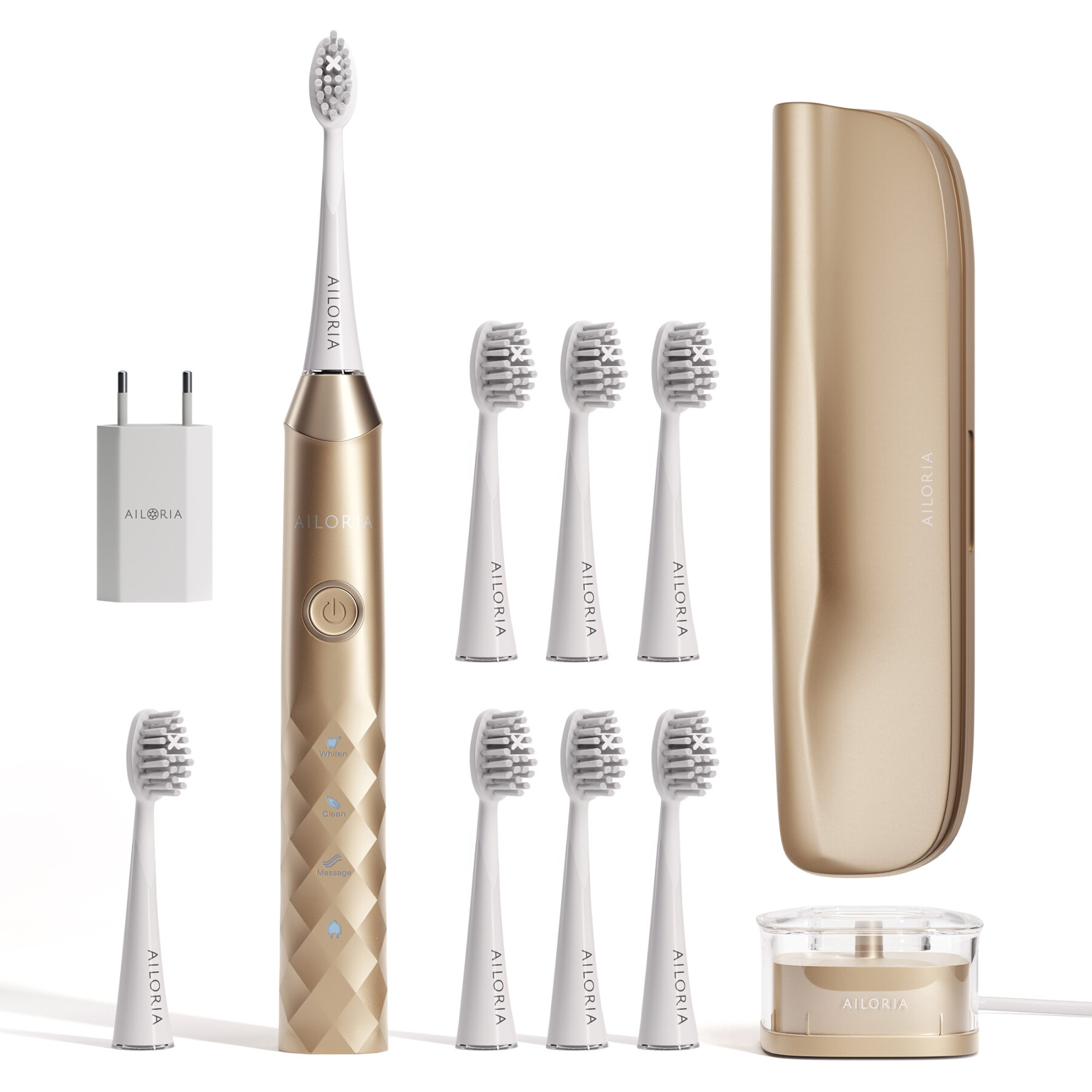 Conjunto de escovas de dentes usb com tecnologia sónica Ailoria Shine Bright