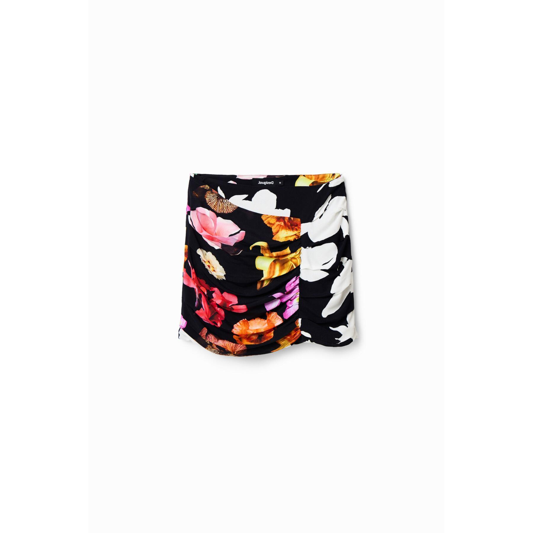 Mini-saia drapeada floral feminina Desigual
