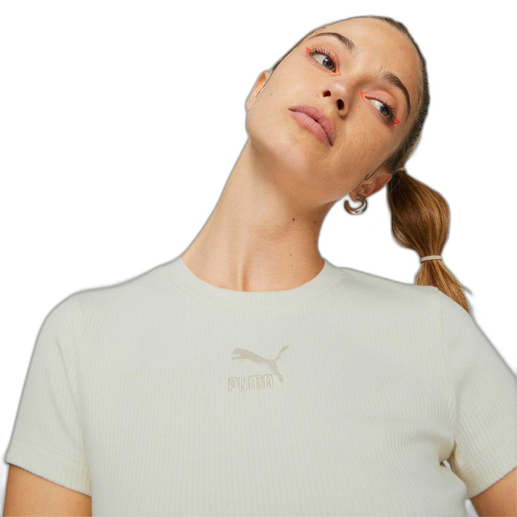 T-shirt slim-fit de mulher Puma Classics Ribbed