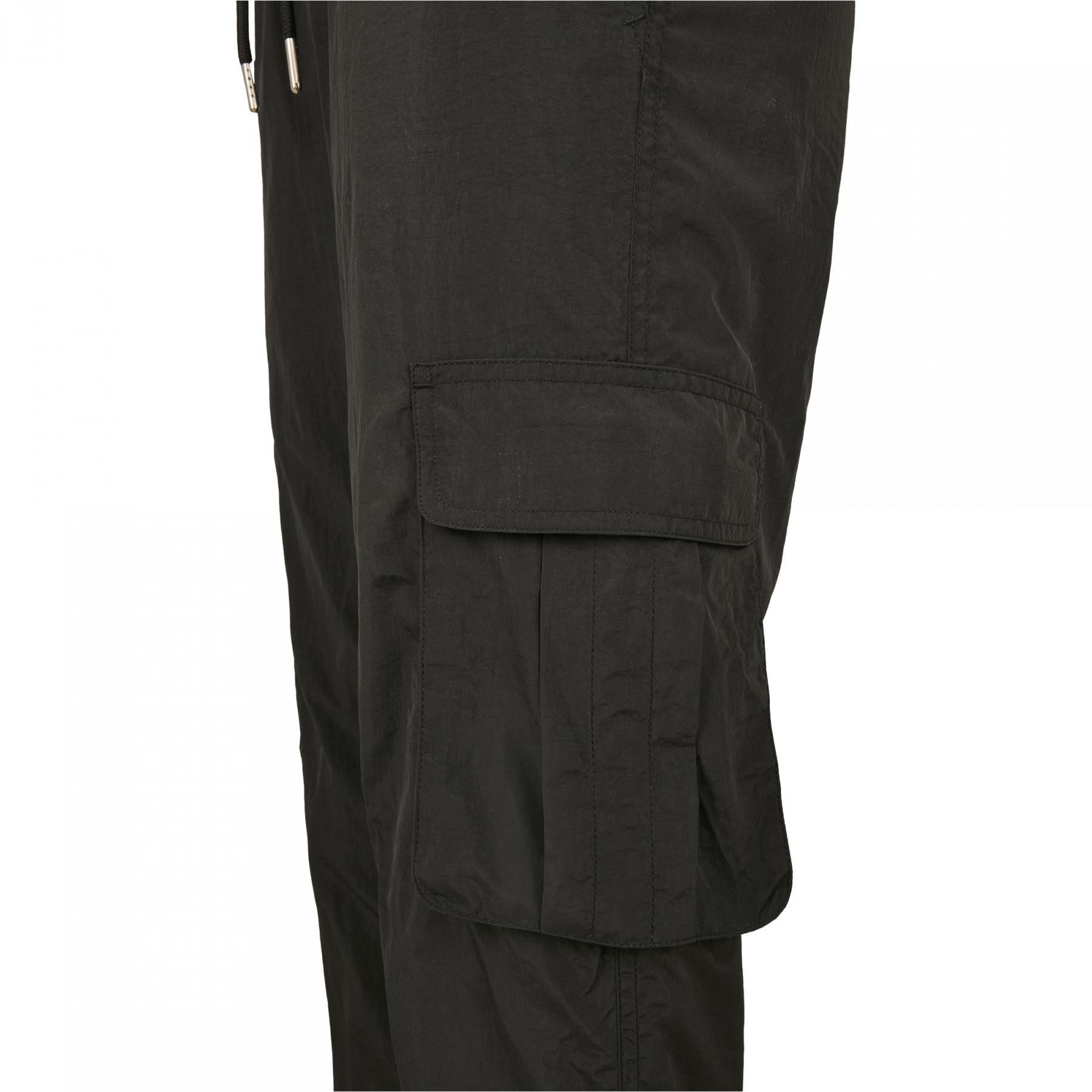 Calças femininas Urban Classics high waist crinkle nylon cargo (grandes tailles)