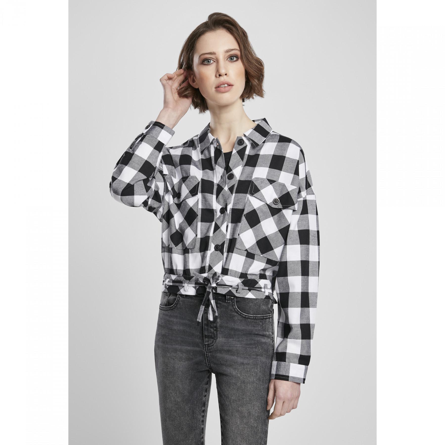 Camisa da mulher Urban Classics short oversized check (grandes tailles)