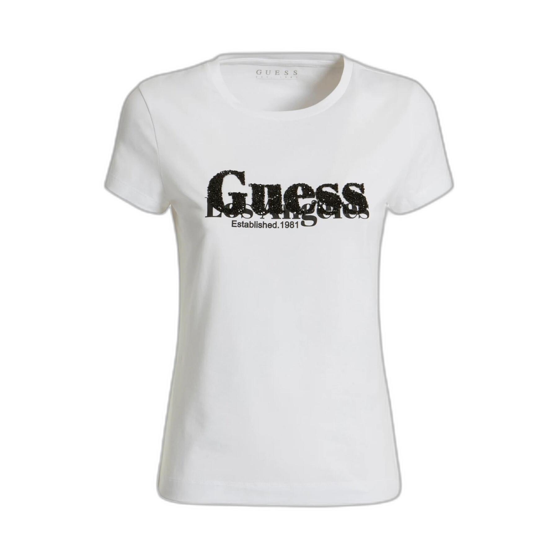 T-shirt de manga curta feminina Guess Cn Astrelle