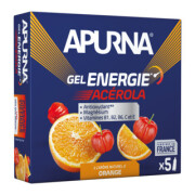 Embalagem de 5 géis energéticos de acerola laranja para passagens difíceis, incluindo 1 gel gratuito Apurna
