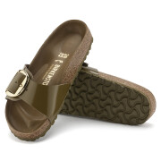 Sandálias femininas Birkenstock Madrid Big Buckle Natural Leather Patent