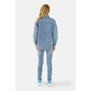 Camisa de algodão azul de ganga de grandes dimensões para mulher F.A.M. Paris Sofia